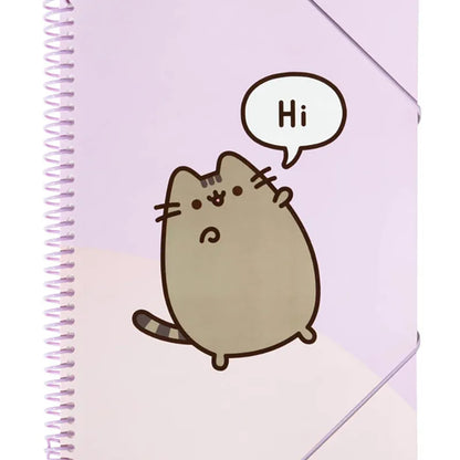 Pusheen – A4 formato segtuvas su elastine juosta ir 30 skaidrių įmaučių