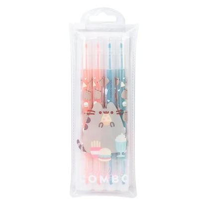 Pusheen – „Foodie“ kolekcija, dvipusiai žymekliai / flomasteriai, 4 vnt. rinkinys