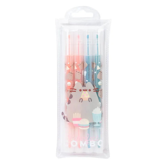 Pusheen – „Foodie“ kolekcija, dvipusiai žymekliai / flomasteriai, 4 vnt. rinkinys