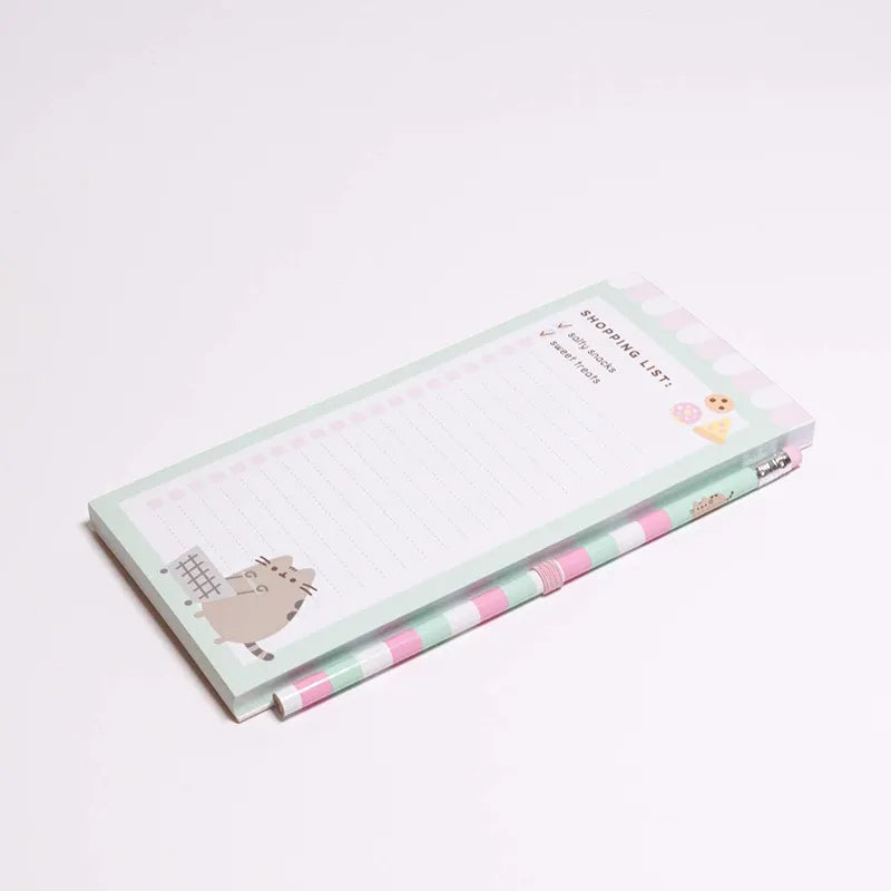 Pusheen – Magnetinis užrašų knygelė / pirkinių sąrašas šaldytuvui + pieštukas (10 x 21 cm)