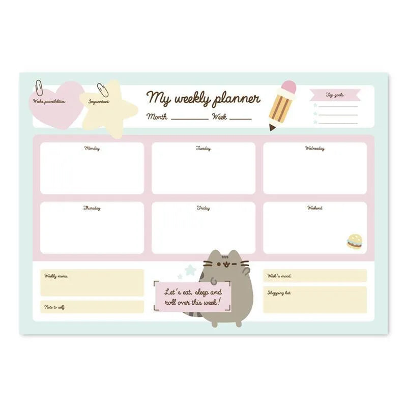 Pusheen – savaitinis planuotojas iš „Foodie“ kolekcijos, 54 puslapiai, A3 formatas