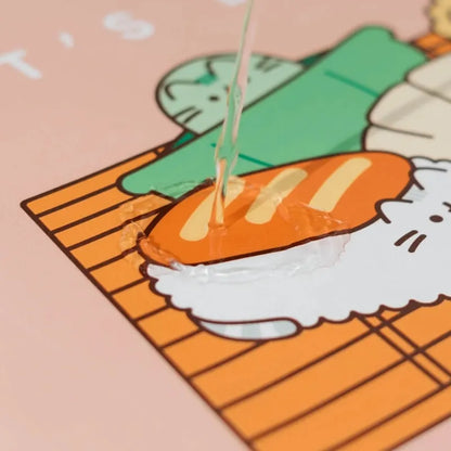 Pusheen – XXL PU odinis žaidimų ir darbo stalo kilimėlis iš „Sushi Roll“ kolekcijos (60 x 35 cm)