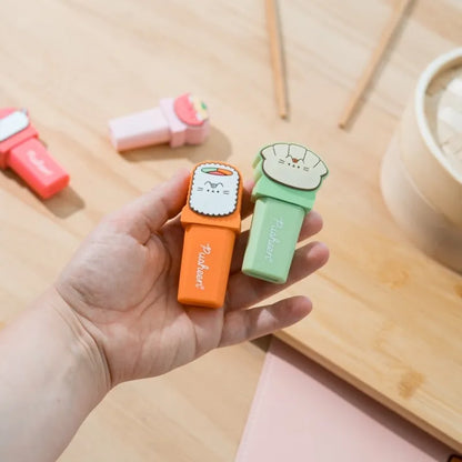 Pusheen – žymeklių rinkinys, 4 spalvos su 3D sušių figūrėlėmis