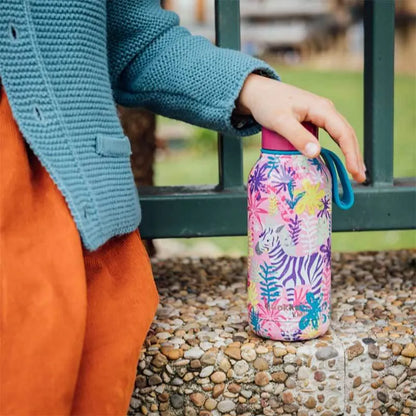 Quokka Solid Kids su dirželiu – nerūdijančio plieno termo gertuvė 330 ml (Zebras)
