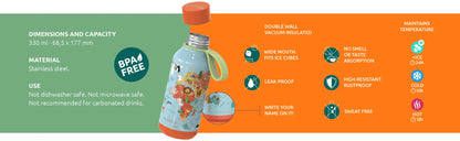 Quokka Solid Kids su dirželiu – nerūdijančio plieno termo gertuvė 330 ml (Zebras)