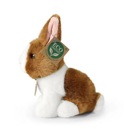 Rappa – pliušinis tikroviškas triušis, baltas su ruda, sėdintis 16 cm, Eco-Friendly