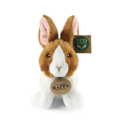 Rappa – pliušinis tikroviškas triušis, baltas su ruda, sėdintis 16 cm, Eco-Friendly