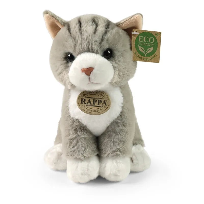 Rappa – tikroviškas pliušinis sėdintis katinas, pilkas, 23 cm, Eco-Friendly Soft Collection