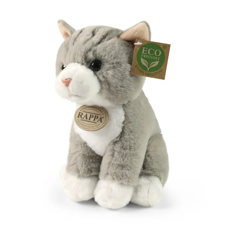 Rappa – tikroviškas pliušinis sėdintis katinas, pilkas, 23 cm, Eco-Friendly Soft Collection