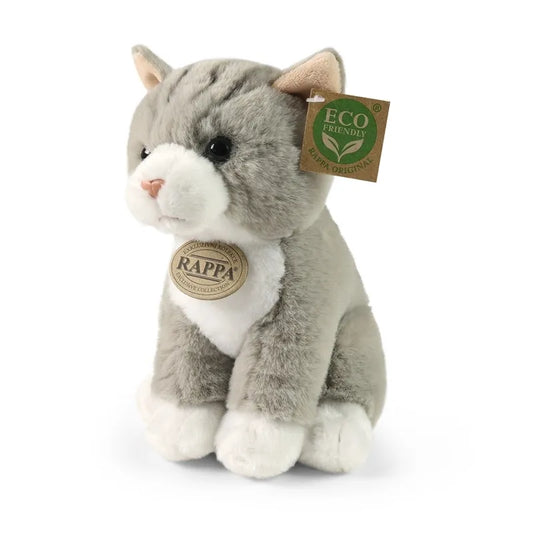 Rappa – tikroviškas pliušinis sėdintis katinas, pilkas, 23 cm, Eco-Friendly Soft Collection