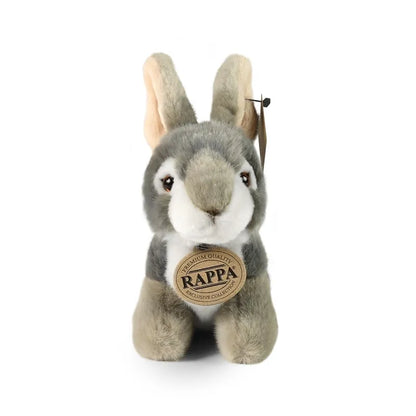 Rappa – tikroviškas pliušinis sėdintis pilkas triušis, 16 cm, eko-draugiškas
