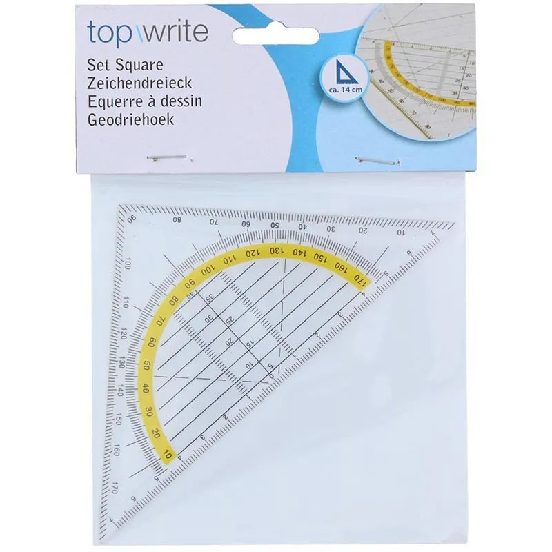 Topwrite – Geometrinė trikampė liniuotė 3-in-1, 14 cm