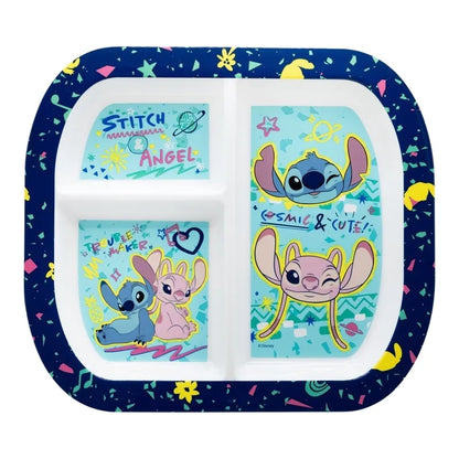 Vaikiška lėkštė Disney Stitch su skyreliais, tinkama naudoti mikrobangų krosnelėje (19,5 x 22 cm)