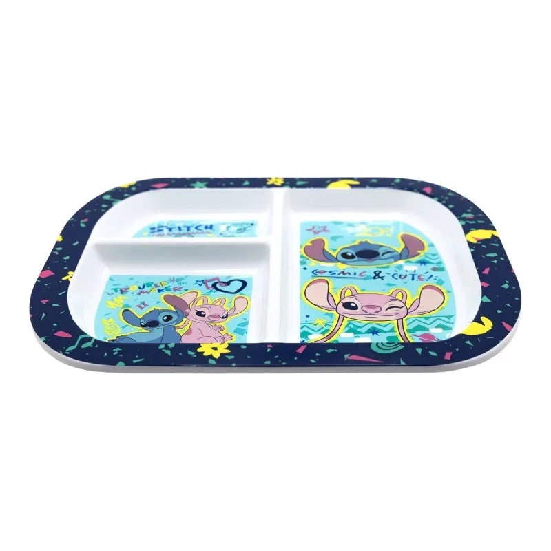 Vaikiška lėkštė Disney Stitch su skyreliais, tinkama naudoti mikrobangų krosnelėje (19,5 x 22 cm)